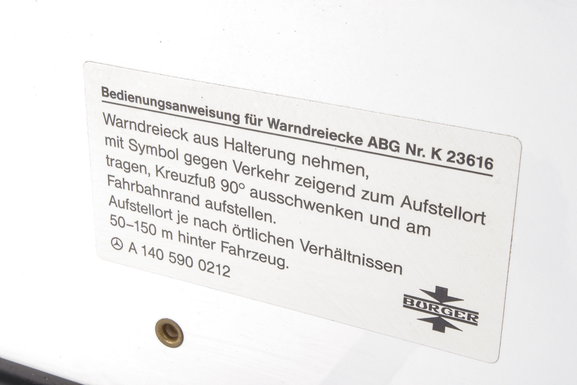 Mercedes 1405900212 Warning Triangle | W124 V124 C124 E R129 SL W140 S