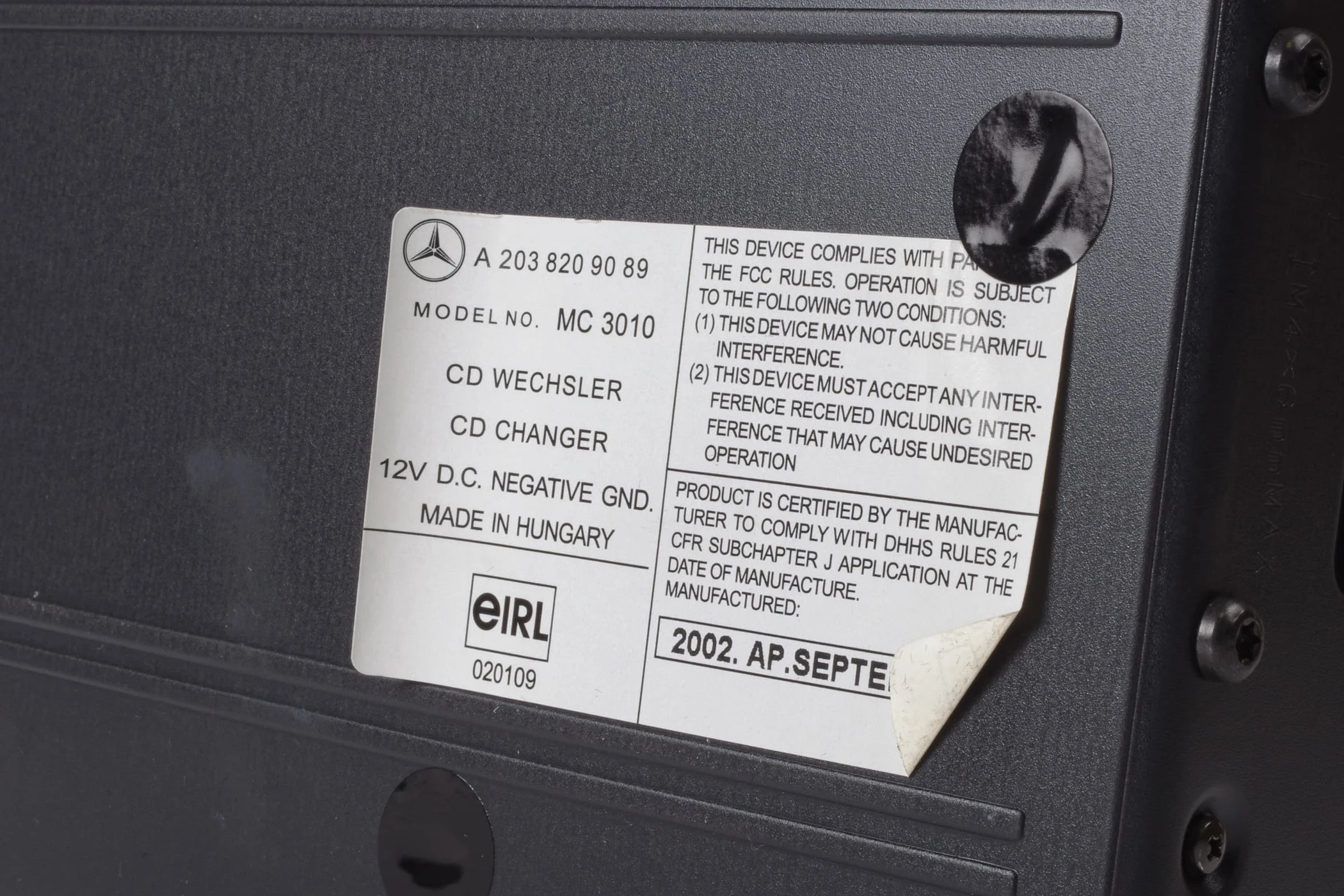 Mercedes 2038209089 CD Changer (a) | W163 M R170 SLK W203 CL203 C C209 A209...