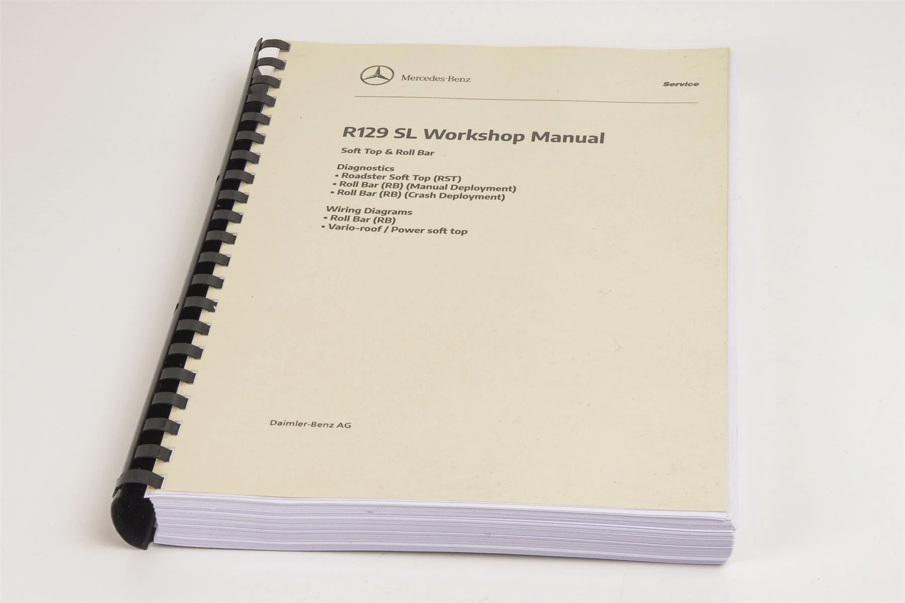 Mercedes R129 SL Workshop Diagnostic Manual: Soft Top And Roll Bar
