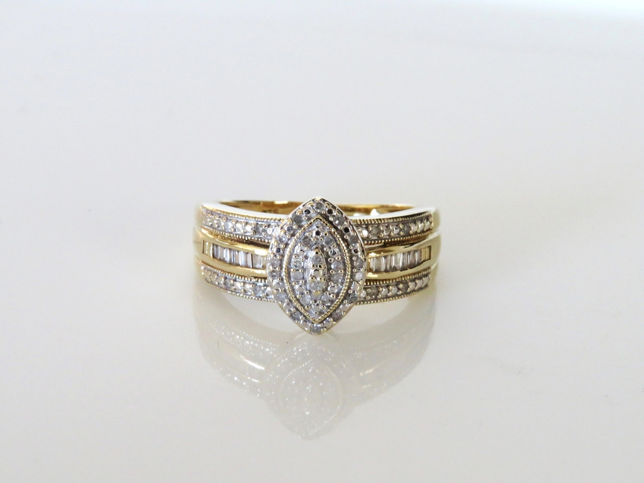 green emerald velvet dress Multi Row Dress Ring with 1.00ct of Diamonds in 9kt Yellow Gold – Bevilles  Jewellers