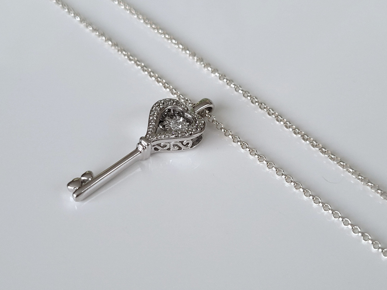 Michael Hill Diamond Heart Everlight Key Pendant, set on a belcher