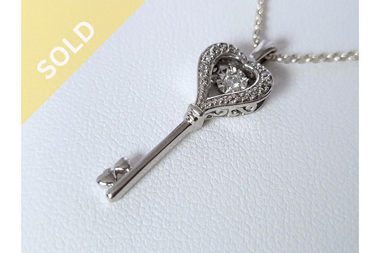 Michael Hill Diamond Heart Everlight Key Pendant, set on a belcher