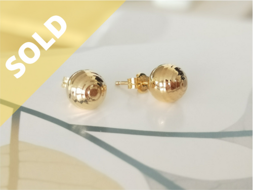 BRAND NEW - 9CT GOLD 8MM STUD BALL EARRINGS