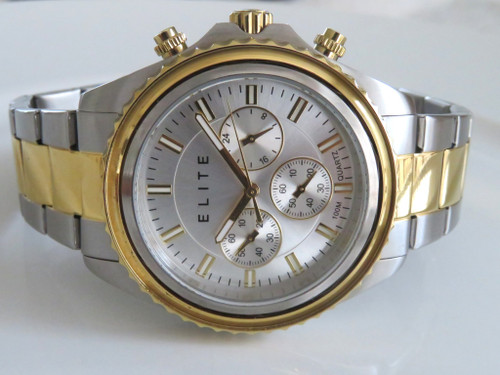 ELITE Gents Chronograph Watch in Two-Tone Stainless Steel ~ 876240226