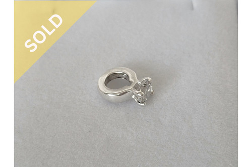 925 Sterling Silver Engagement Ring Charm with Cubic Zirconia ~937241023