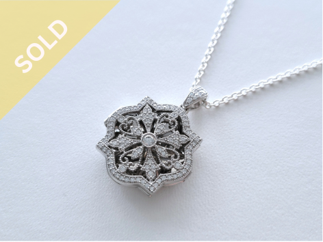 925 Sterling Silver Filigree Flower Locket Pendant (5Grams) ~1126250921-2