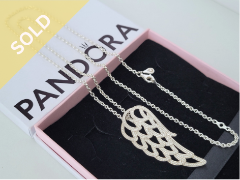 PANDORA Chunky Angel Wing Pendant Necklace Set (13.5Grams) ~ 1132251112