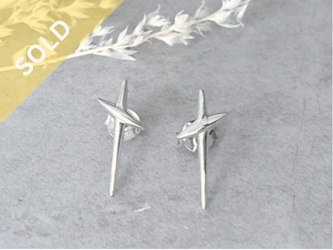 925 Sterling Silver Cross Stud Earrings ~ 1140251115