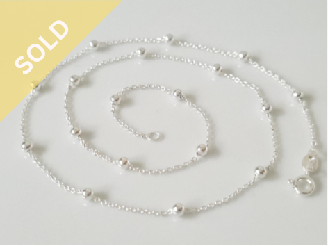 Brand New - 925 Sterling Silver Beaded Necklace, 45cm (2.6Grams) ~ 1167260102
