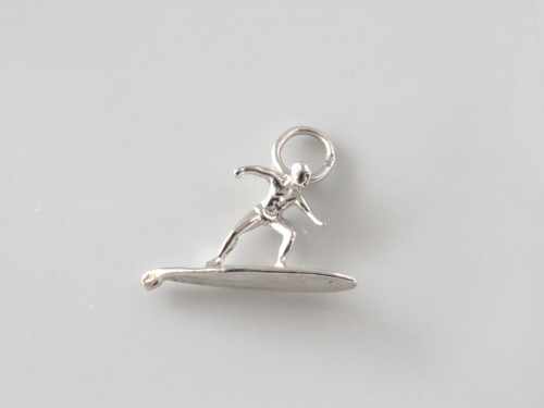Handcrafted Solid 925 Sterling Silver Surfboard Surfer Charm/Pendant ~  1025250202