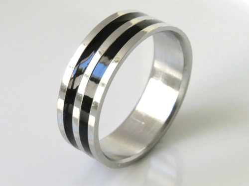 Men's Stainless Steel Band Featuring Stripes ~ 1177260126