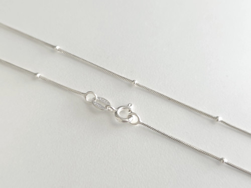 925 Sterling Silver Snake Chain Necklace Features Elegant Silver Beads, 50cm (2.5grams) ~ 1160251214-3