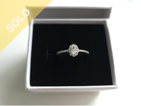 925 Sterling Silver Halo Cubic Zirconia Engagement Ring ~ 1197260226