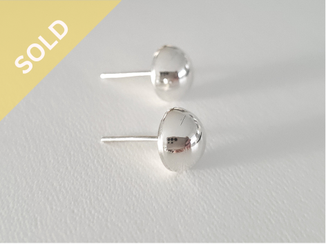 925 Sterling Silver 8.5 mm Half Dome Stud Earrings (2.4 Grams) ~ 1238260408
