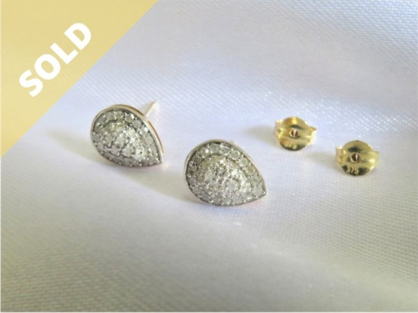 9CT GOLD DIAMOND PEAR EARRINGS #417211028-1