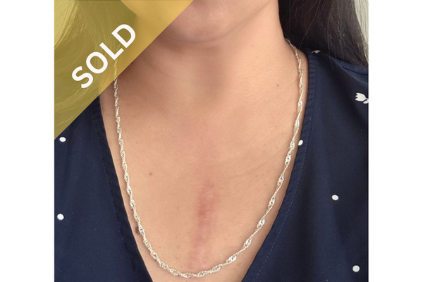 925 Sterling Silver Singapore Twist Necklace Length: 59 cm (6.9 Grams) ~ 1126250921-1