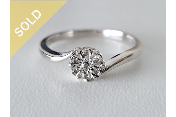 Diamond Cluster Ring, crafted from 925 sterling silver ~ 1143251118