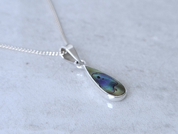 925 Sterling Silver Teardrop Paua pendant Set with Necklace ~ 1117250825-2