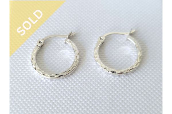925 Sterling Silver Diamond Cut Hoops 15mm ~ 1148251203