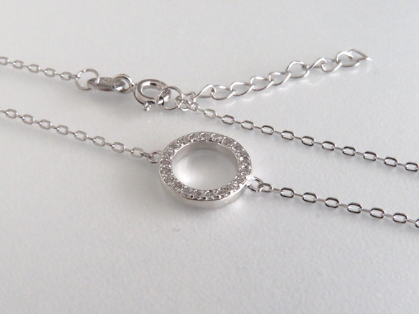 925 Sterling Silver "Circle of Life" Cubic Zirconia Bracelet ~ 1182260131