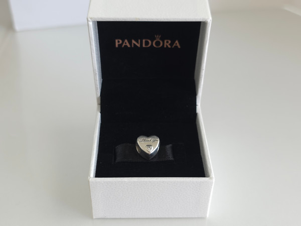 PANDORA Heart Spencer Charm with "Thank You" Engraving ~ 1159251214