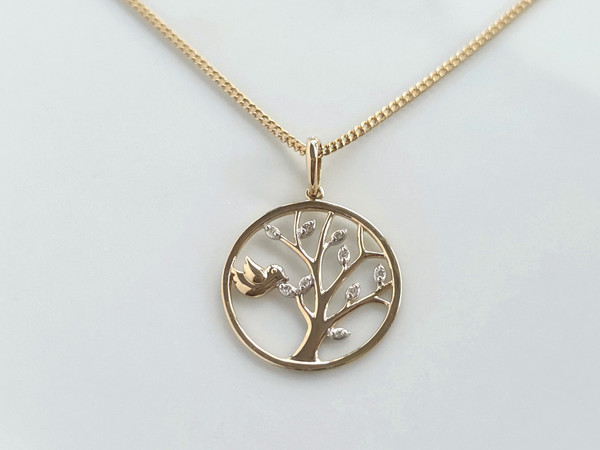 9ct Gold Diamond "Tree of Life" Pendant ~1199260304