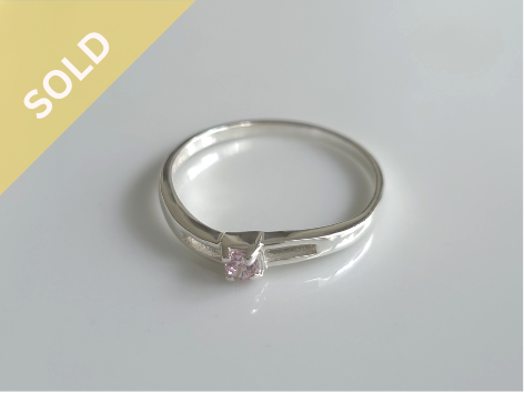 925 Sterling Silver CZ Rose-Pink Solitaire Ring ~ 1196260226