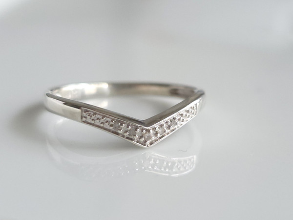 925 Sterling Silver Wishbone Diamond Ring ~ 1216260326-2
