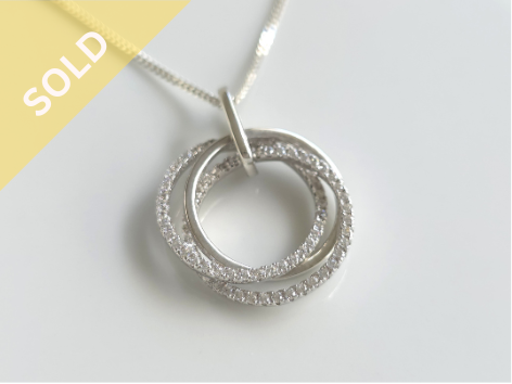 925 Sterling Silver CZ Interlocking Trinity Pendant Necklace Set (5Grams) ~ 1270260421