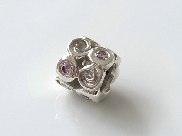 PANDORA " Swirlies Pink Cubic Zirconia" Spacer Charm (Retired) ~ 1277
