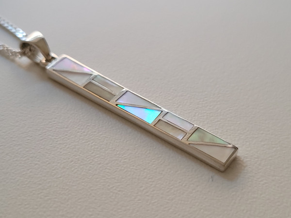 925 Sterling Silver Mother of Pearl Rectangle Pendant ~ 1127250921-5
