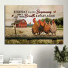 Cute Rooster Happy Farm Red House Orange Butterfly Canvas Everyday Is A New Beginning Canvas Wall Art Christian Wall