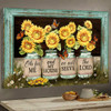 Beautiful Sunflower Jars Butterfly Picture Frame We Will Serve The Lord Canvas Wall Art Christian Wall Decor