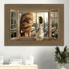 Beautiful Lion Wooden Window Pretty Girl Sunny Day Canvas Wall Art Christian Wall Decor