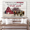 Every Day Is A New Beginning Breath Of Jesus Wall Art Canvas Cow Old Barn Christian Decor