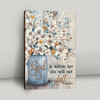God Is Within Her Jasmine Flower And Blue Vase With Butterfly Canvas Wall Art Religious Christian Wall Decor For