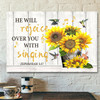 Bible Verse Canvas Zephaniah 317 He Will Rejoice Over You With Singing Canvas Scripture Canvas Wall Art