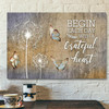 God Canvas Prints Jesus Canvas Art Begin Each Day With A Grateful Heart Dandelions Butterflies Canvas Wall Art