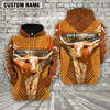 Goofygear Personalized Texas Longhorn Cattle Name Printed 3D Retro Pullover Sweatshirt