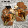 Goofygear Personalized Name Country Farmhouse Highland Cattle Light Brown Pullover Sweatshirt