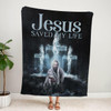 Jesus Saved My Life Christian Fleece Blanket with Bible Verse Inspirational Religious Faith Blanket