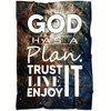 God Has A Plan Trust It Live It Enjoy It Christian Fleece Blanket with Bible Verse Inspirational Religious Blanket