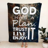 God Has A Plan Trust It Live It Enjoy It Christian Fleece Blanket with Bible Verse Inspirational Religious Blanket