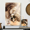 Custom Memorial Pet Canvas Jesus Hugging A Dog Christian Faith Wall Art For Pet Loss Gift