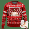 Goofygearprints Custom Photo Red Ugly Christmas Sweater -Wooooooooo!, Gift for Men Women