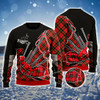 Goofygearprints Bagpipes Music Ugly Sweater, Christmas Ugly Sweater, Red & Black Plaid Pattern Ugly Sweater, Perfect Gift For Music Lovers