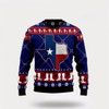 Goofygearprints Farmers Sweater, Texas Map And Cowboy Boots Pattern Ugly Christmas Sweater, Christmas Crewneck Sweater, Winter Farm Fashion