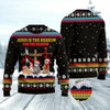 Goofygearprints Cat Xmas Sweater, Jesus Is The Reason For The Season Cat Ugly Christmas Sweater, Sweater Xmas