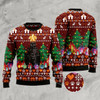 Goofygearprints Cat Xmas Sweater, Black Cat Pine Tree Ugly Christmas Sweater, Sweater Xmas