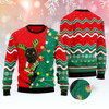 Goofygearprints Cat Xmas Sweater, Black Cat Christmas Tree Led Light Ugly Christmas Sweater, Sweater Xmas